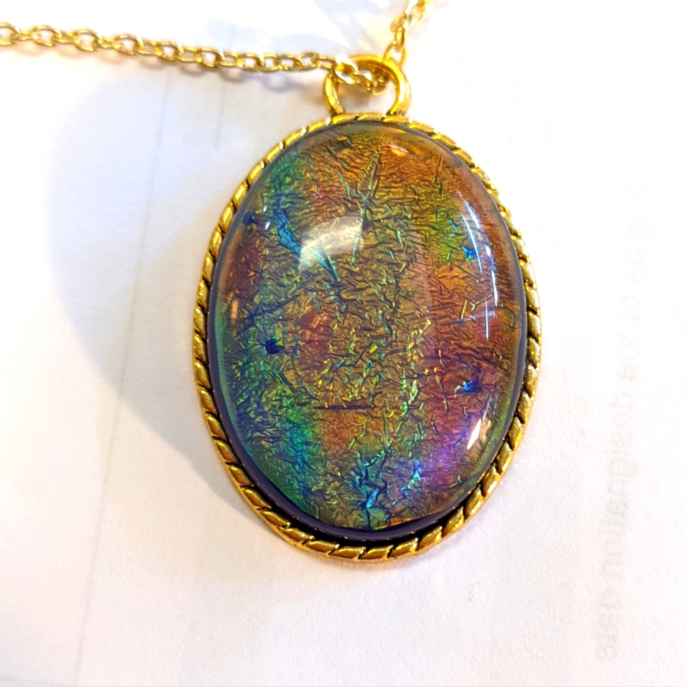 Opal Lucite Cabochon Necklace